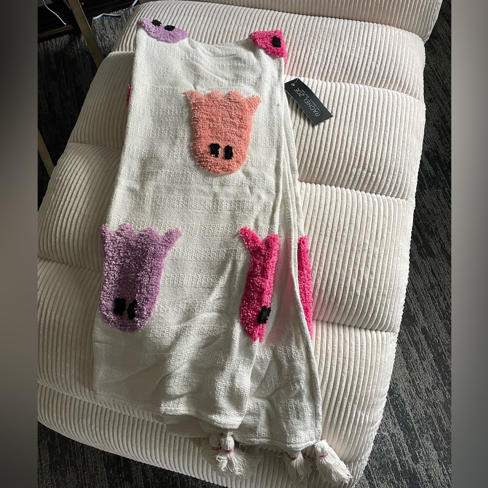 NWT Rachel Zoe Rare Viral Multicolored Pink Purple Ghost Throw Blanket
